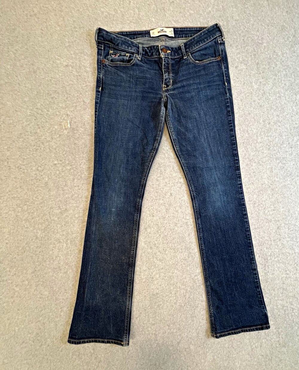 Hollister Womens Dark Wash Bootcut Jeans Low Rise Stretch 5-Pocket Denim Sz 29